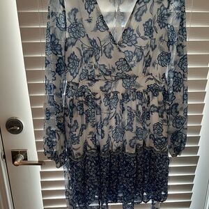 Floral Blue and White Dress